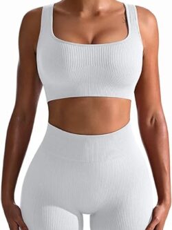 2 Piece High Waist Leggings with Sports Bra Exercise Set